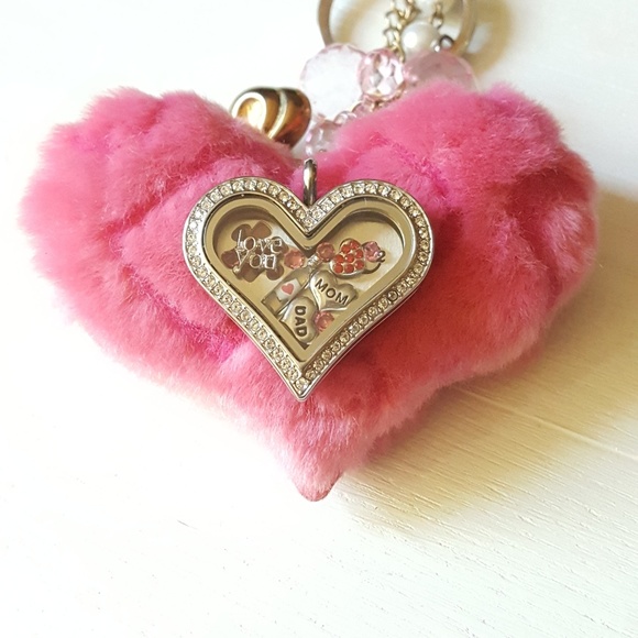 Origami Owl Silver Hinged Heart Locket Charm Set